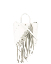 Белая кожаная большая сумка c бахромой от Proenza Schouler
