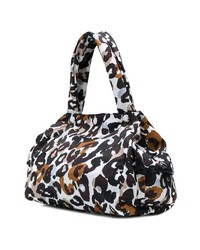 Белая кожаная большая сумка с леопардовым принтом от Sonia Rykiel