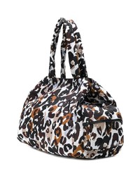 Белая кожаная большая сумка с леопардовым принтом от Sonia Rykiel