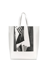 Белая кожаная большая сумка с принтом от Calvin Klein 205W39nyc