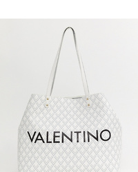 Белая кожаная большая сумка с принтом от Valentino by Mario Valentino