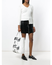 Белая кожаная большая сумка с принтом от Calvin Klein 205W39nyc
