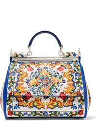 Белая кожаная большая сумка с рельефным рисунком от Dolce & Gabbana