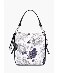 Белая кожаная большая сумка с цветочным принтом от Eleganzza