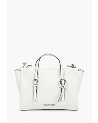 Белая кожаная большая сумка от Calvin Klein