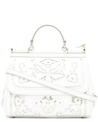Белая кожаная большая сумка от Dolce & Gabbana