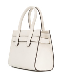 Белая кожаная большая сумка от Tory Burch