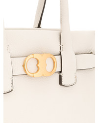 Белая кожаная большая сумка от Tory Burch