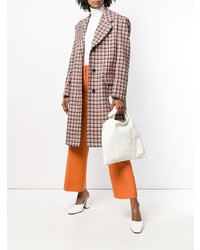 Белая кожаная большая сумка от Jil Sander