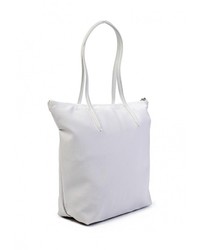 Белая кожаная большая сумка от Lacoste