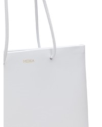Белая кожаная большая сумка от Medea