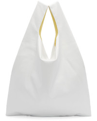 Белая кожаная большая сумка от MM6 MAISON MARGIELA