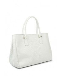 Белая кожаная большая сумка от Moronero