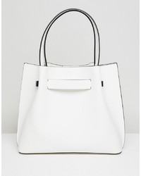 Белая кожаная большая сумка от New Look