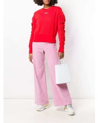 Белая кожаная большая сумка от Medea