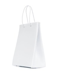 Белая кожаная большая сумка от Medea