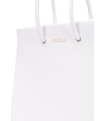 Белая кожаная большая сумка от Medea