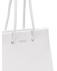 Белая кожаная большая сумка от Medea