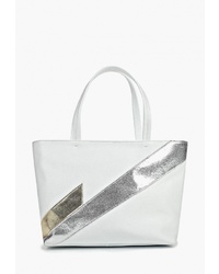 Белая кожаная большая сумка от Vitacci