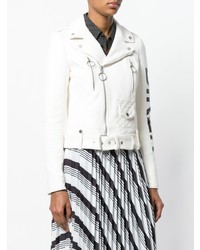 Женская белая кожаная косуха от Off-White