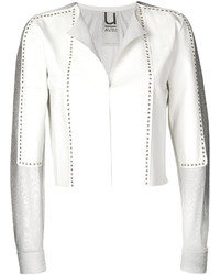 Женская белая кожаная куртка с шипами от Aviu