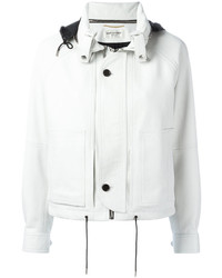 Женская белая кожаная куртка от Saint Laurent