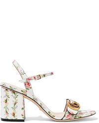 Белая кожаная обувь с цветочным принтом
