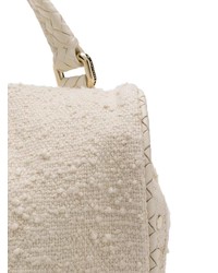 Белая кожаная плетеная сумка-саквояж от Zanellato