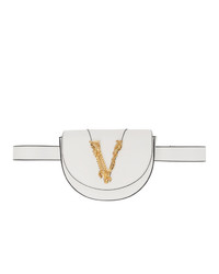 Белая кожаная поясная сумка от Versace