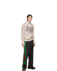 Мужская белая кожаная поясная сумка от Gucci