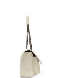 Белая кожаная стеганая сумка-саквояж от Saint Laurent