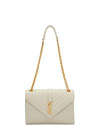 Белая кожаная стеганая сумка-саквояж от Saint Laurent