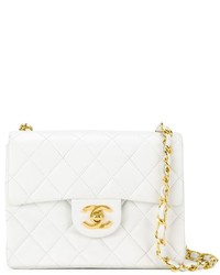 Белая кожаная стеганая сумка через плечо от Chanel