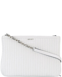Белая кожаная стеганая сумка через плечо от DKNY