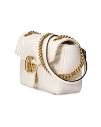 Белая кожаная стеганая сумка через плечо от Gucci