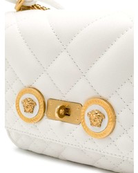 Белая кожаная стеганая сумка через плечо от Versace