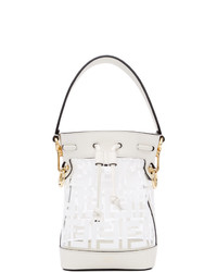 Белая кожаная сумка-мешок с принтом от Fendi