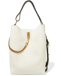 Белая кожаная сумка-мешок с украшением