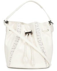 Белая кожаная сумка-мешок со змеиным рисунком