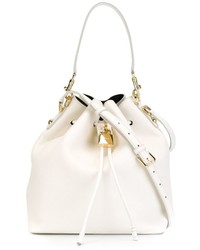 Белая кожаная сумка-мешок от Dolce & Gabbana