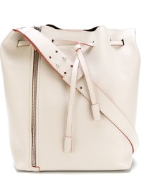 Белая кожаная сумка-мешок от Elena Ghisellini