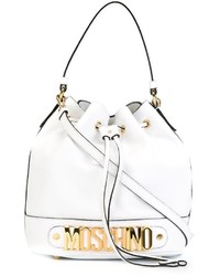 Белая кожаная сумка-мешок от Moschino