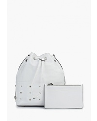 Белая кожаная сумка-мешок от Vitacci