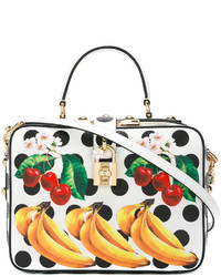 Женская белая кожаная сумка с принтом от Dolce & Gabbana