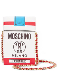 Женская белая кожаная сумка с принтом от Moschino