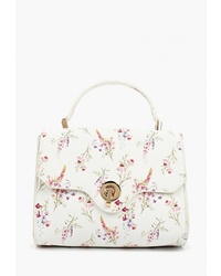 Белая кожаная сумка-саквояж с цветочным принтом от O'stin