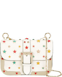 Женская белая кожаная сумка со звездами от RED Valentino