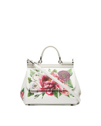 Белая кожаная сумка через плечо с принтом от Dolce & Gabbana