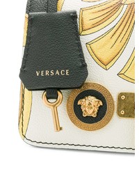 Белая кожаная сумка через плечо с принтом от Versace