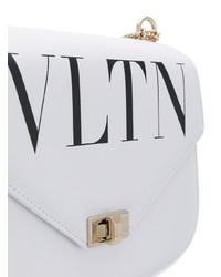 Белая кожаная сумка через плечо с принтом от Valentino
